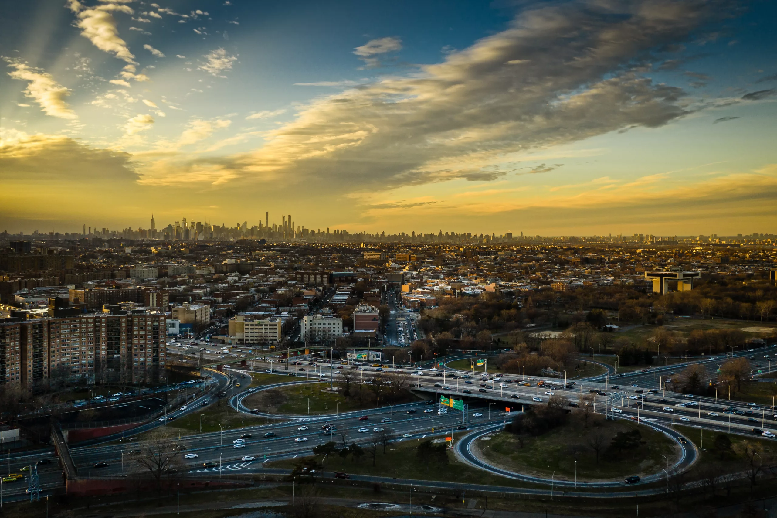 Aerial of Queens New York City